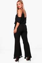 Thumbnail for your product : boohoo Plus Tassel Hem Woven Tailored Trouser