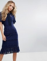 Thumbnail for your product : Foxiedox Lace Panel Midi Dress-Navy
