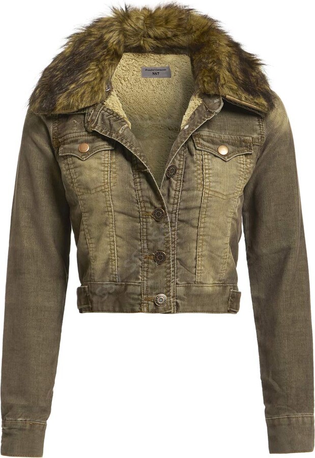 SS7 Women's Faux Fur Cord Biker Jacket ShopStyle