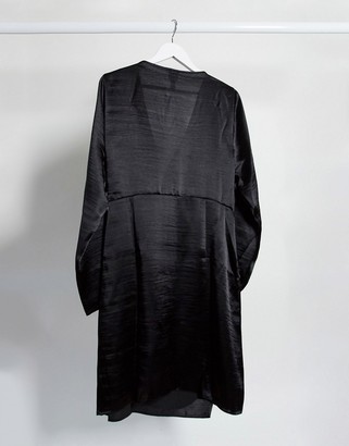 ASOS Curve DESIGN Curve wrap mini dress in high shine satin