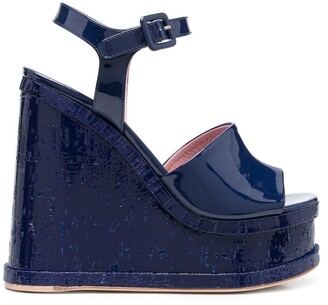 Open-toe wedge sandals Blue Farfetch Women Shoes High Heels Wedges 