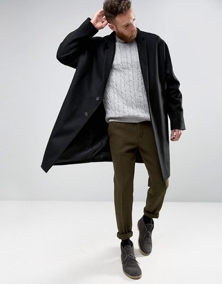 ASOS Slim Smart pants In Khaki Harris Tweed 100% Wool with Real Leather Lapel