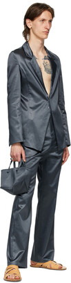 Ludovic de Saint Sernin Grey Satin Suit Blazer