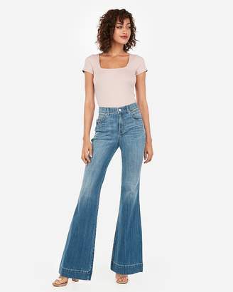 Express High Waisted Light Wash Bell Flare Jeans