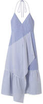 Tibi - Striped Cotton-blend Poplin Halterneck Dress - Blue
