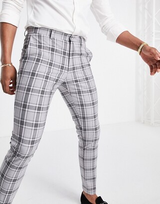ASOS DESIGN super skinny suit pants in gray tartan plaid - ShopStyle