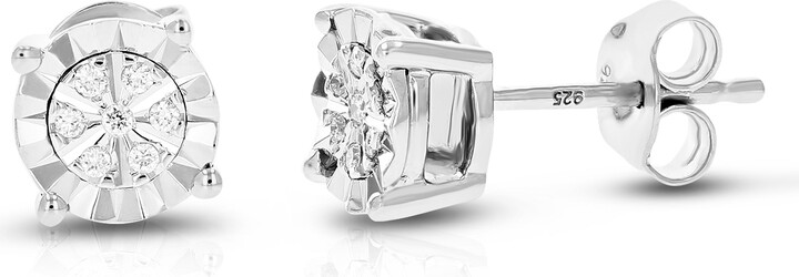 Vir Jewels 1/12 cttw 14 Stones Round Lab Grown Diamond Studs Earrings .925 Sterling Silver Prong Set