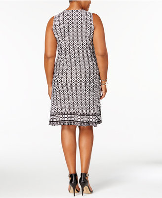 NY Collection Petite Plus Size Printed Studded Dress, Created for Macy's