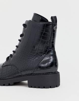 Dune lace up boot in black croc