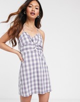Thumbnail for your product : Gilli twist front mini dress in purple gingham