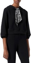 Thumbnail for your product : The Kooples Scarf Detail Cropped Hoodie