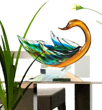 Dale Tiffany Swan Bowl Art Glass Sculpture