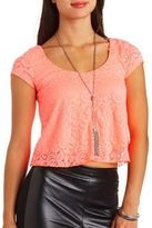 Thumbnail for your product : Charlotte Russe Cap Sleeve Swing Lace Crop Top