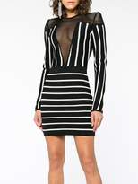 Thumbnail for your product : Balmain Striped mini dress with mesh detail