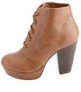 Thumbnail for your product : Charlotte Russe Chunky Heel Lace-Up Platform Booties