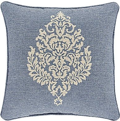 J Queen New York Aurora Square Damask Embroidered Pillow