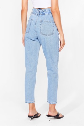 Nasty Gal Womens Wash Me Roll Paperbag Mom Jeans - Blue - 8