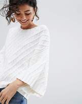 Thumbnail for your product : Selected Textured Cropped Sweater With Kimono Sleeves