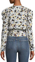 Thumbnail for your product : A.L.C. Tessa Printed Silk Long-Sleeve Wrap Top