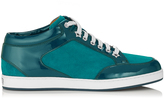 Thumbnail for your product : Jimmy Choo Miami Blue Bottle Suede and Patent Trainers
