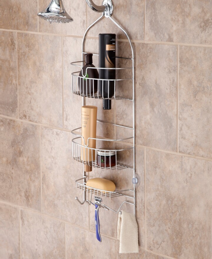 Neverrust Locktop Aluminum And Bamboo Over The Shower Caddy Satin