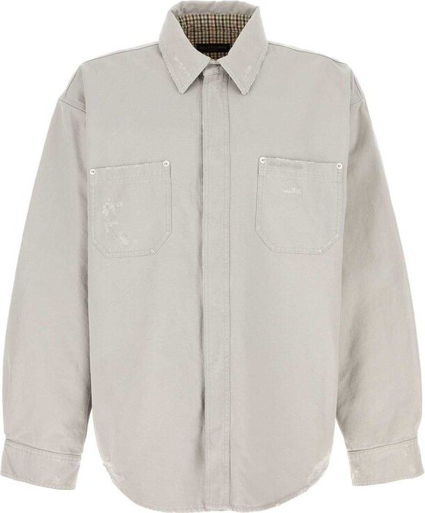 Balenciag Collared Long-Sleeve Workwear Overshirt