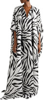 Thumbnail for your product : Oscar de la Renta Oversized Zebra-print Silk Kaftan