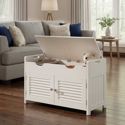 Latitude Run White Entryway Shoe Cabinet Entrance Bench Shoe Stool With Lift-Up Top Double-Cushioned Shoe Stool 3-Tier Adjustable Shelves Suitable For Living