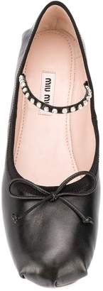 Miu Miu embellished strap ballerina shoes