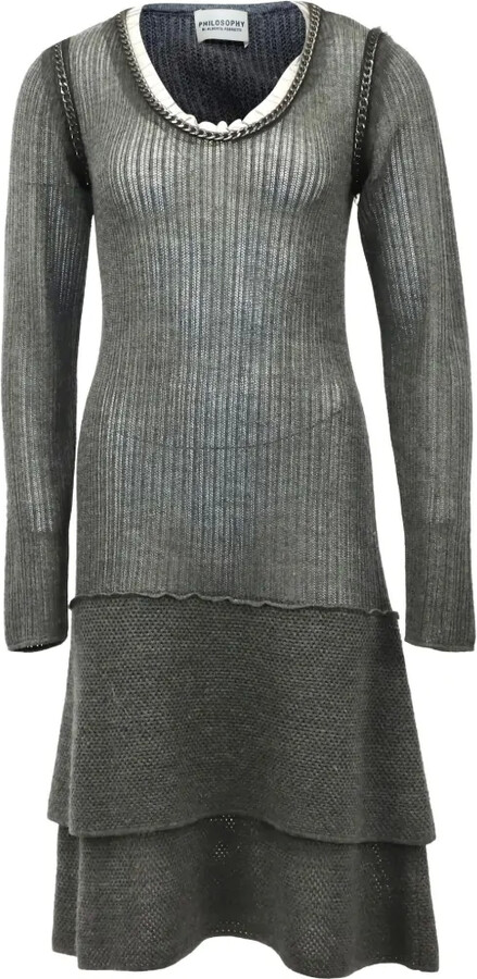 Philosophy Di Alberta Ferretti Vintage Chain-Trim Ribbed-Knit Dress