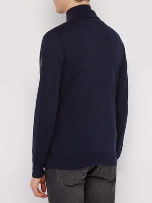 Belstaff Bay Zipped Cotton Blend Sweater - Mens - Navy