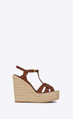 Saint Laurent Tribute Espadrilles Wedge In Smooth Leather