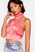 Thumbnail for your product : Nasty Gal Womens Satin Cropped High Neck Halter Top - Orange - 14