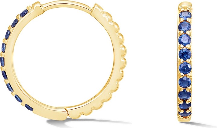 Gold Large Blue Sapphire Lumiere Story Hoops In Vermeil