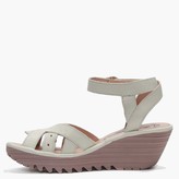 Thumbnail for your product : Fly London Yrat Off White Leather Wedge Sandals