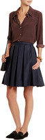 Thumbnail for your product : Burberry Pleated wool and silk-blend mini skirt