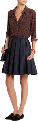 Burberry Pleated wool and silk-blend mini skirt