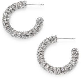 Adriana Orsini Zen Pave Crystal Silvertone Hoop Earrings/1