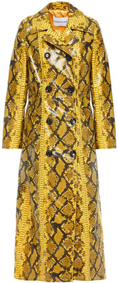 Stand Studio Sasha Snake-effect Faux Patent-leather Trench Coat