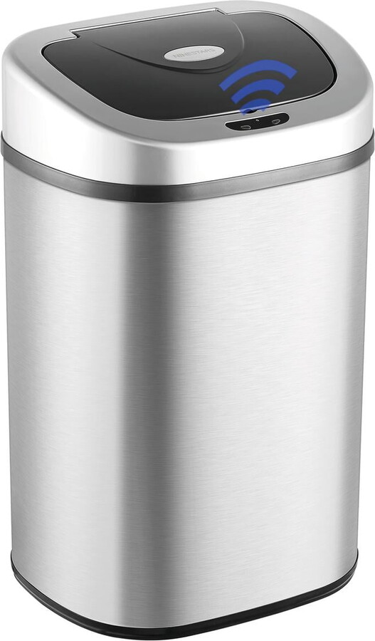 NineStars Nine Stars Automatic Trash Can, 21 Gallon Stainless Steel, Motion Sensor Hands Free Soft Close Lid Garbage Bin, Silver