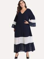 Thumbnail for your product : Shein Plus Contrast Panel Pleated Dress
