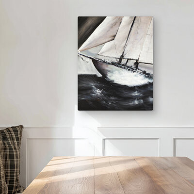Begin Edition International Inc. Boat in a Violent Storm - Beige Livingroom Metal Print Decor