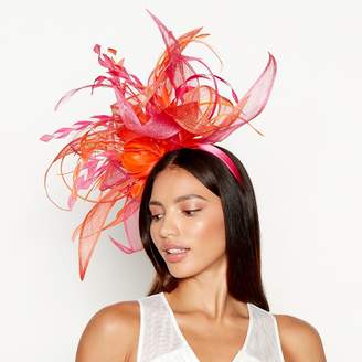 Star by Julien Macdonald Pink And Orange Feather Sinamay Fascinator