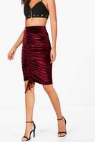 Thumbnail for your product : boohoo Tall Ruched Velvet Midi Skirt