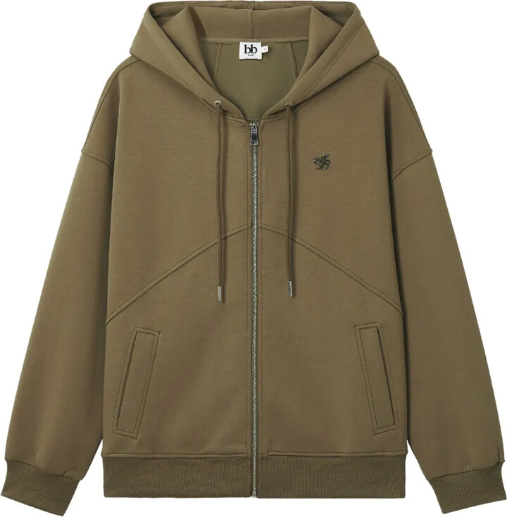 b+ab Zip-Front Logo-Detail Hoodie