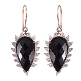 Meghna Jewels 18k Gold Claw Drop Gemstones & Diamond Earrings