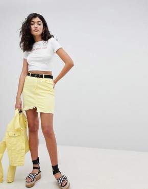 PrettyLittleThing Frayed Edge Denim Mini Skirt