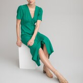 Thumbnail for your product : La Redoute Collections V-neck Midi Dress With Short Puff Sleeves