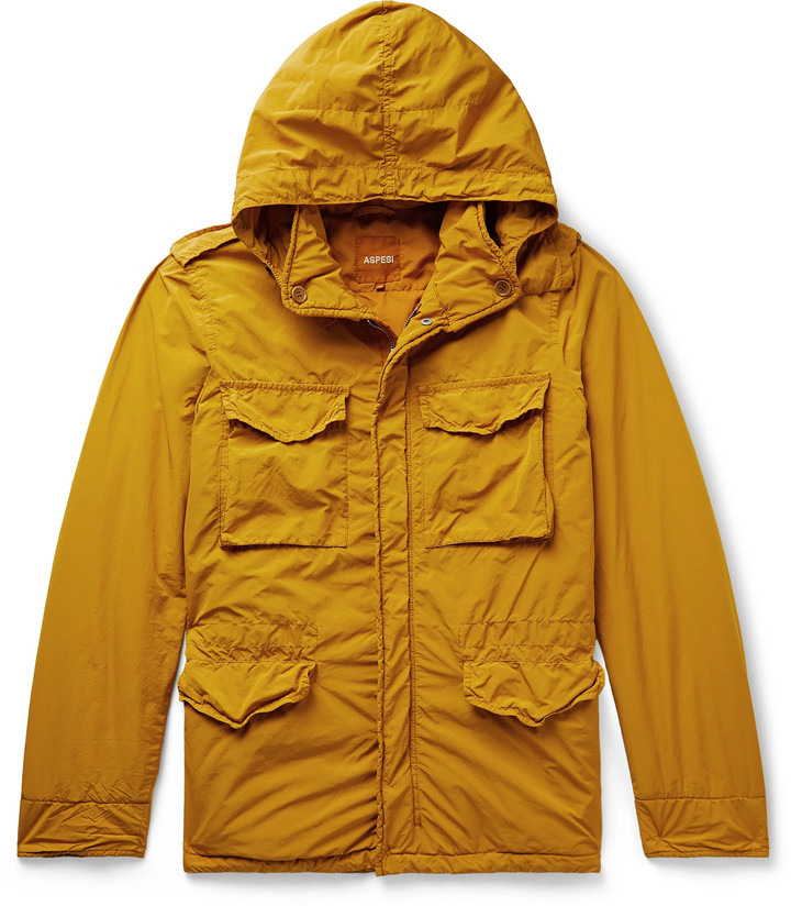 mustard hooded jacket
