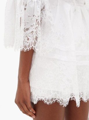 Self-Portrait Backless Lace-trimmed Voile Tunic Dress - White